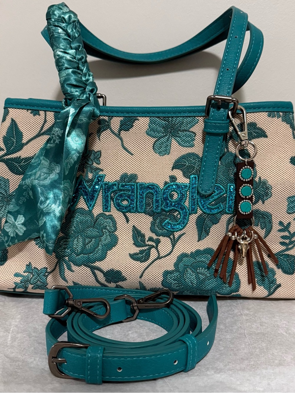Vintage Wrangler Floral Shoulder Bag Teal NWT